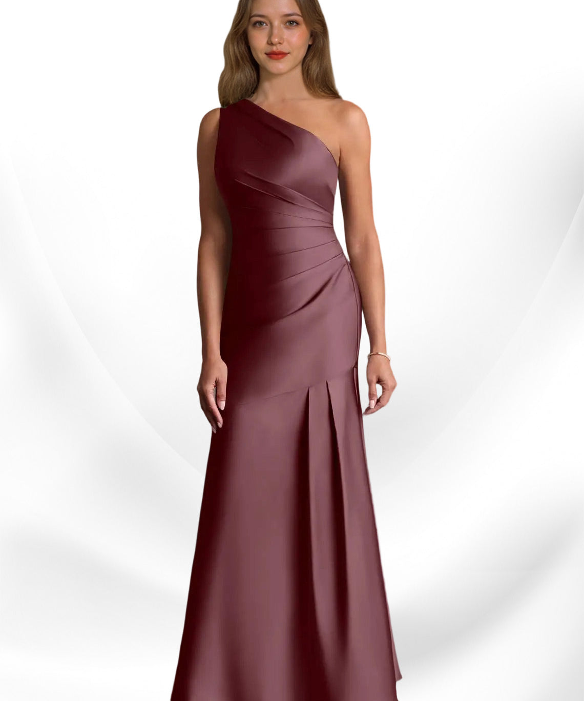 Augday Haifa Mermaid One Shoulder Stretch Satin Dress