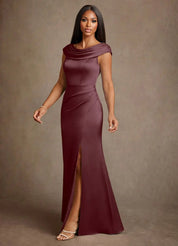 Augday Irvine A-Line Pleated Stretch Satin Dress
