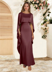 Augday Eli Sheath Boatneck Stretch Satin Dress