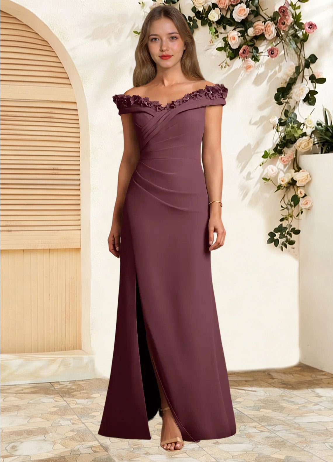 Augday Jettie Sheath Pleated Chiffon Dress