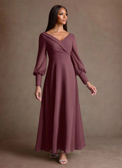 Augday Paterson A-Line Pleated Chiffon Dress