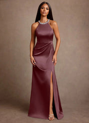 Augday Lawrence A-Line Pleated Stretch Satin Dress