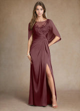 Augday Hera Mother of the Bride Dresses A-Line Lace Stretch Satin Dress