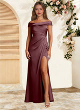 Augday Bedford Sheath Pleated Stretch Satin Dress