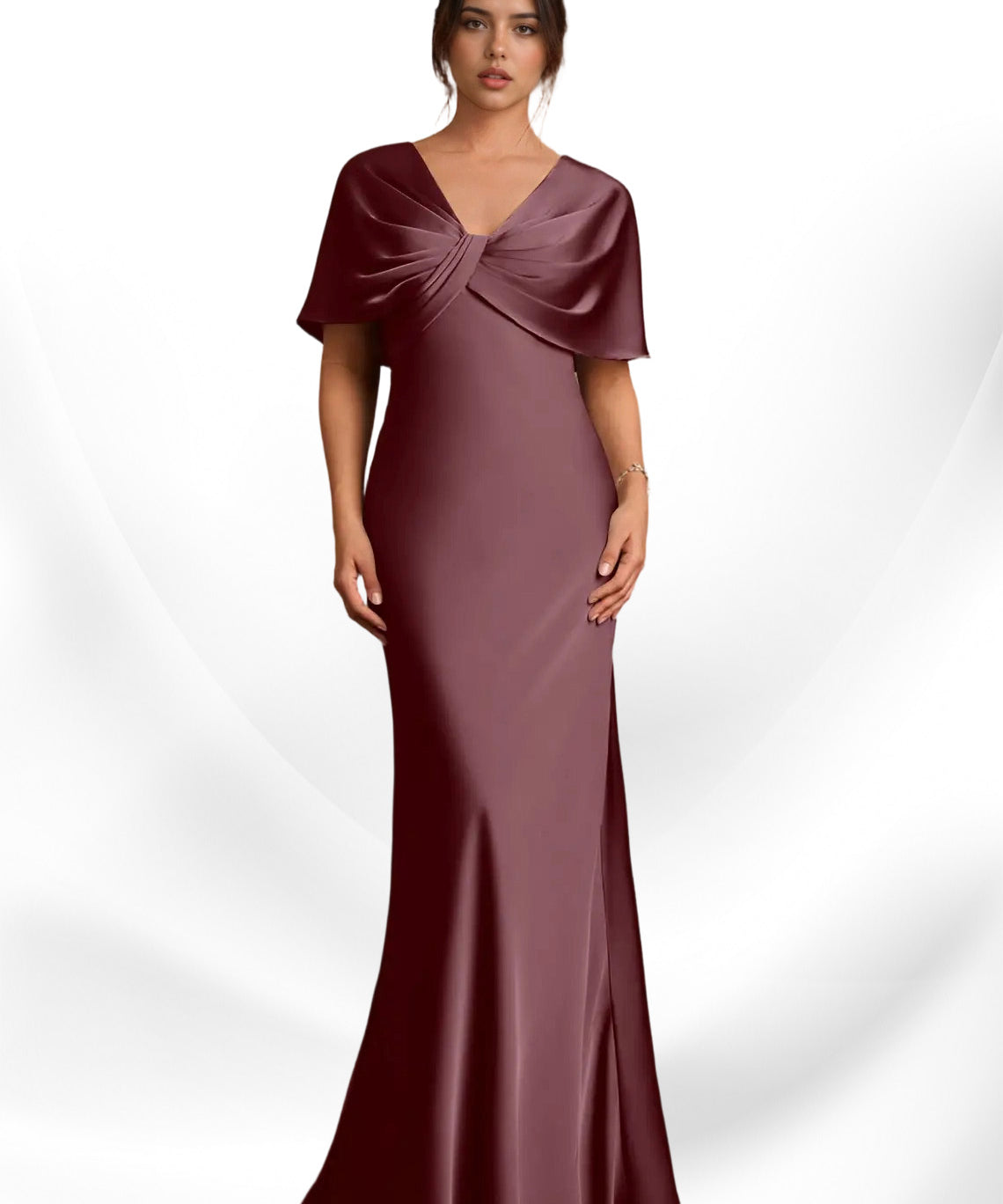 Augday Dosia Sheath Pleated Stretch Satin Dress