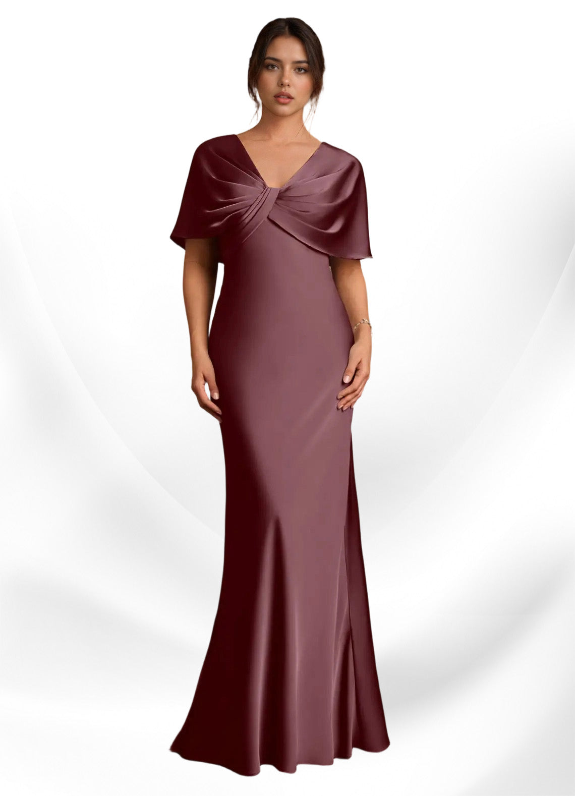 Augday Dosia Sheath Pleated Stretch Satin Dress