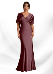 Augday Dosia Sheath Pleated Stretch Satin Dress