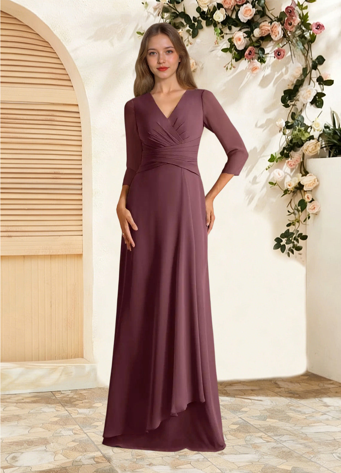 Augday Mayfield A-Line Pleated Chiffon Dress