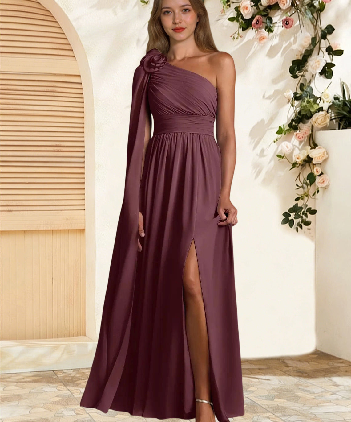 Augday Lancaster A-Line One Shoulder Chiffon Dress