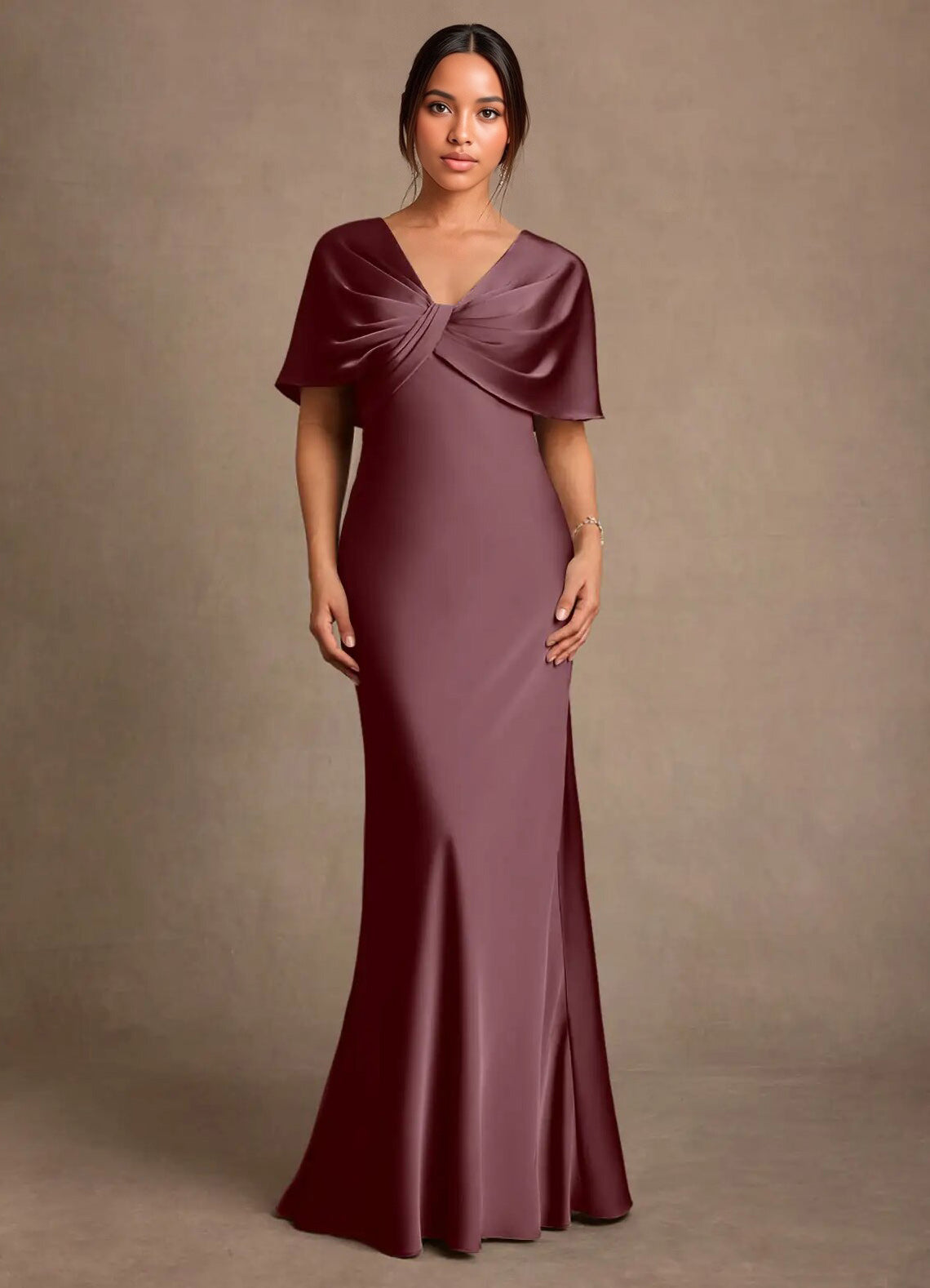 Augday Dosia Sheath Pleated Stretch Satin Dress