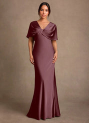 Augday Dosia Sheath Pleated Stretch Satin Dress