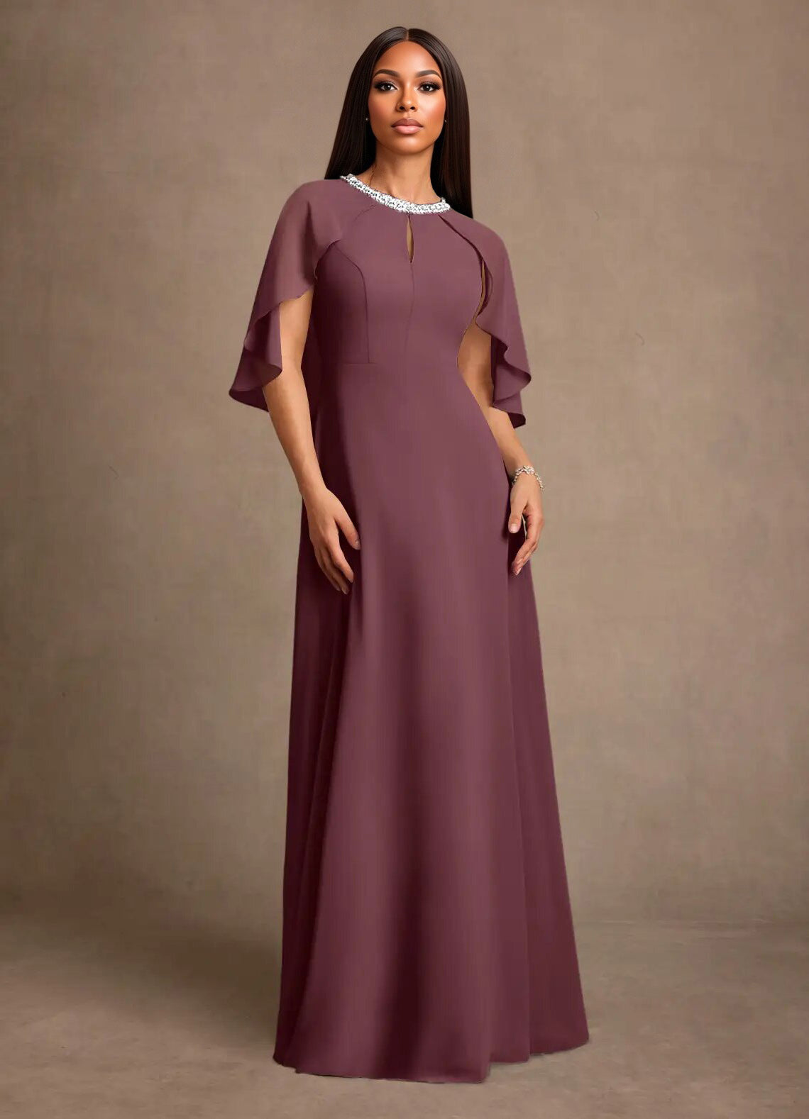 Augday Winnifred A-Line Beaded Chiffon Dress
