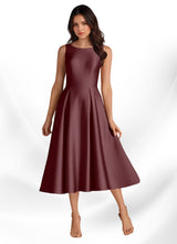 Augday Fulton A-Line Pleated Stretch Satin Dress