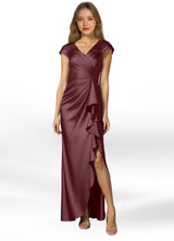 Augday Anderson A-Line Pleated Stretch Satin Dress