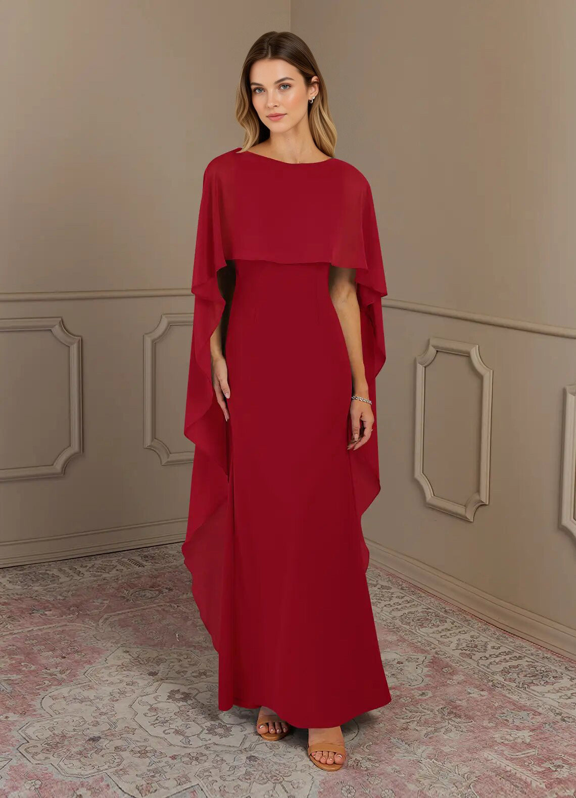 Augday Sheath Scoop Stretch Crepe Dress