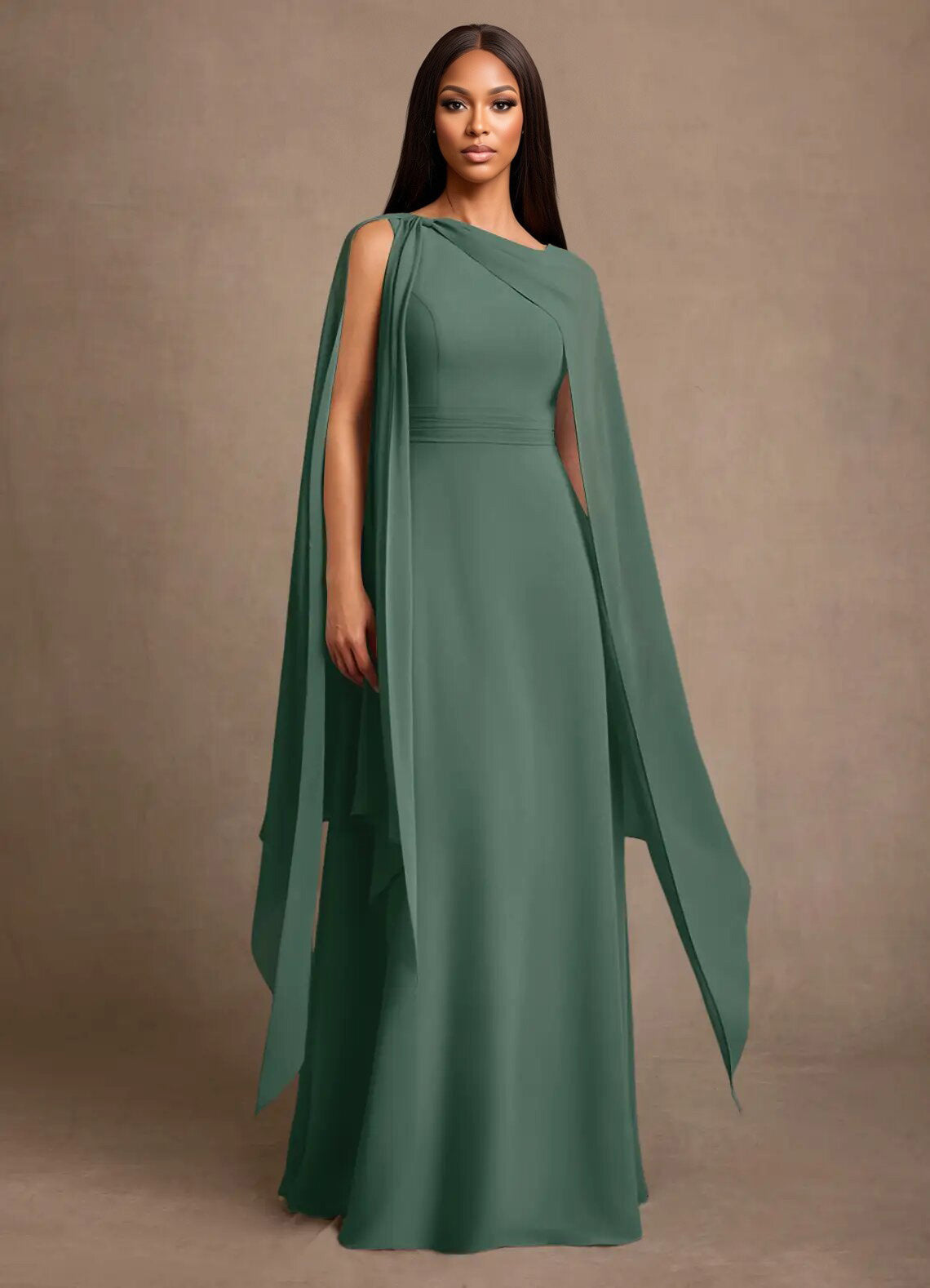 Augday Liddie A-Line Pleated Chiffon Dress