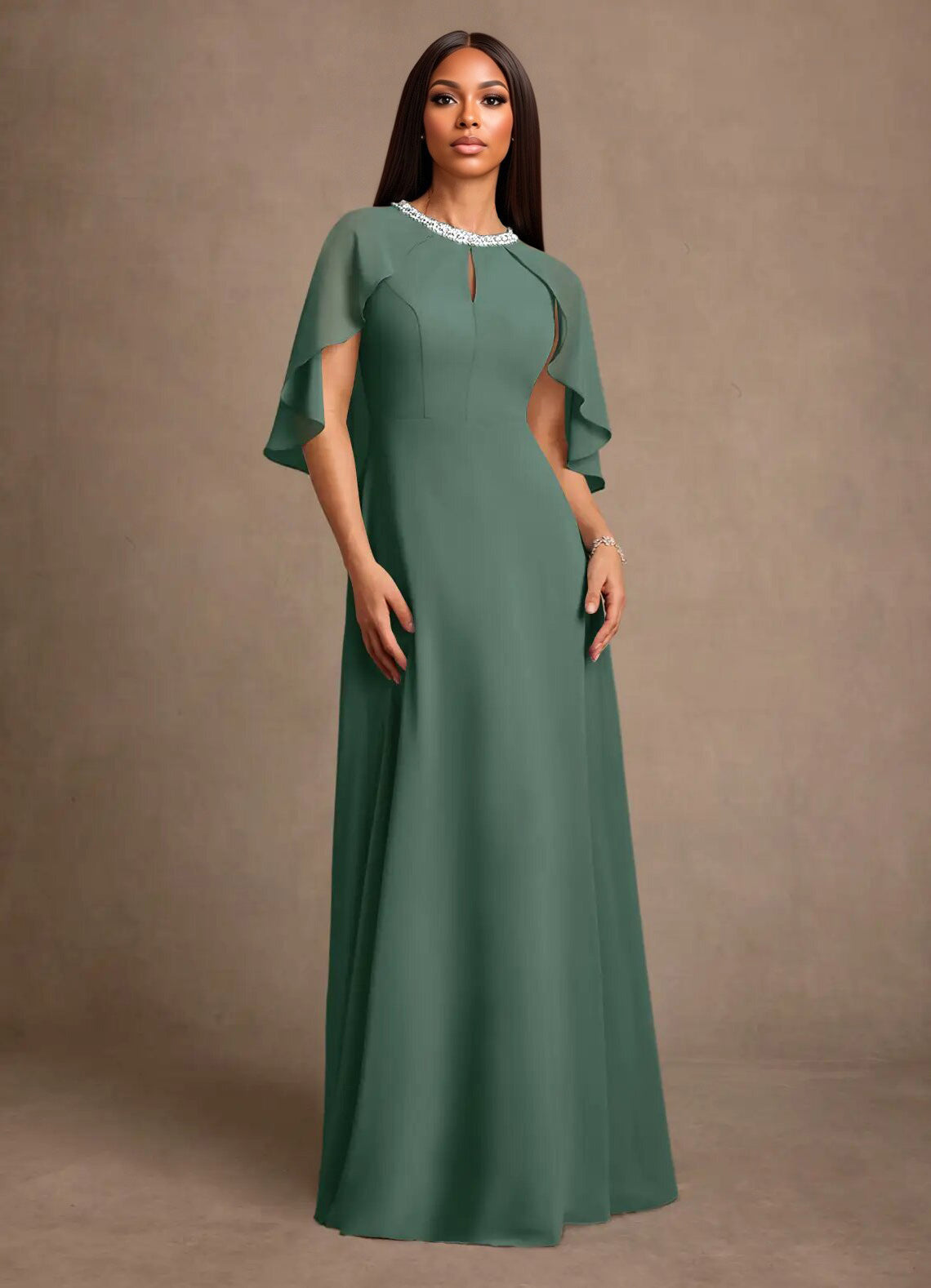 Augday Winnifred A-Line Beaded Chiffon Dress
