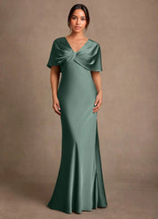 Augday Dosia Sheath Pleated Stretch Satin Dress