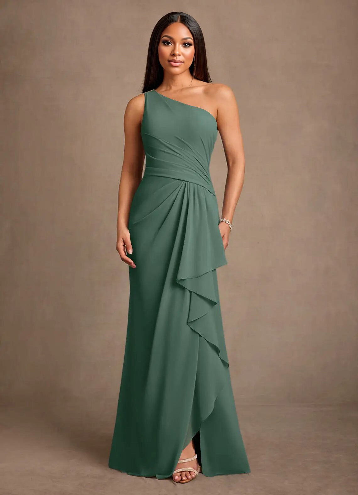 Augday Floy Sheath One Shoulder Chiffon Dress