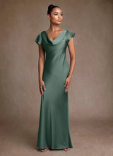 Augday Shelby Mother of the Bride Dresses Mermaid Pleated Stretch Satin Dress