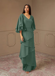 Augday OHara A-Line V-Neck Chiffon Dress