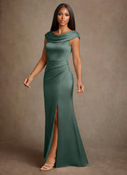 Augday Irvine A-Line Pleated Stretch Satin Dress