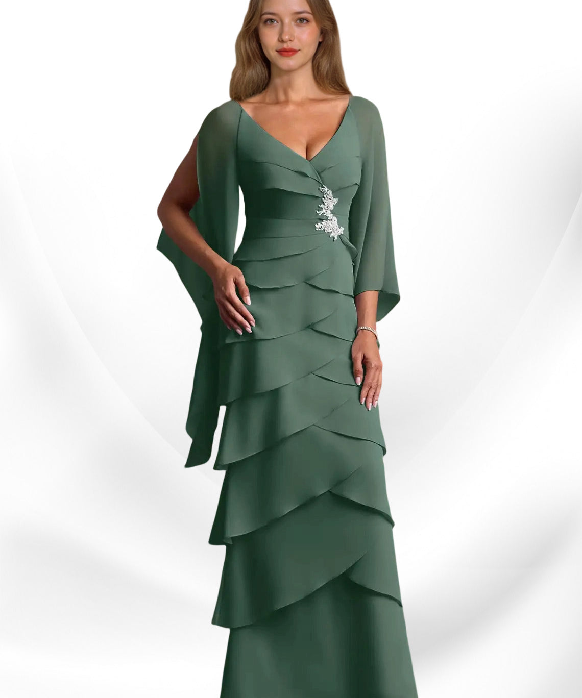 Augday Arabinda Sheath Ruched Chiffon Dress