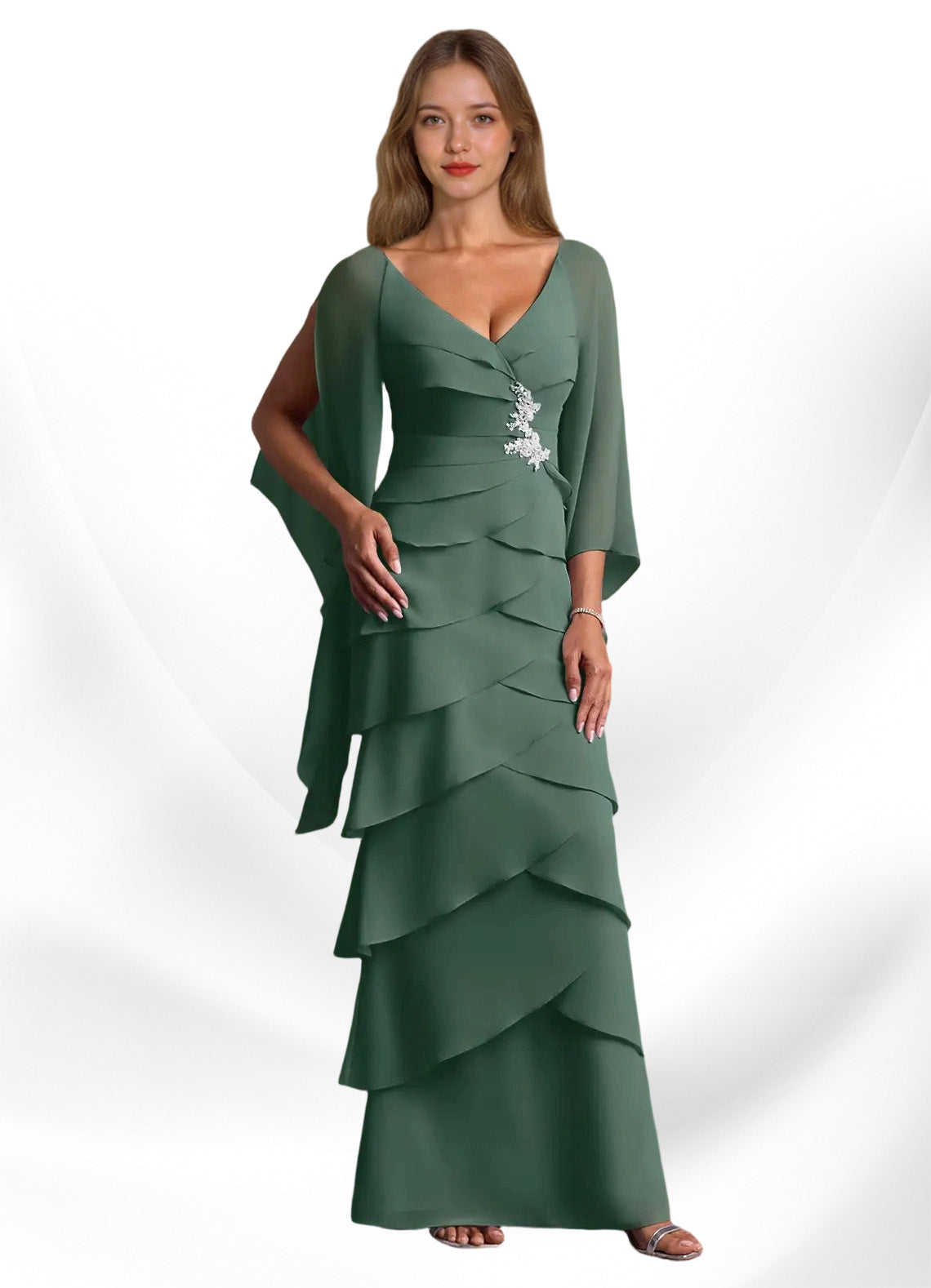 Augday Arabinda Sheath Ruched Chiffon Dress