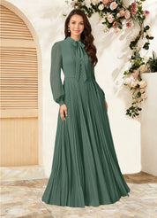 Augday Adellah A-Line Pleated Chiffon Dress