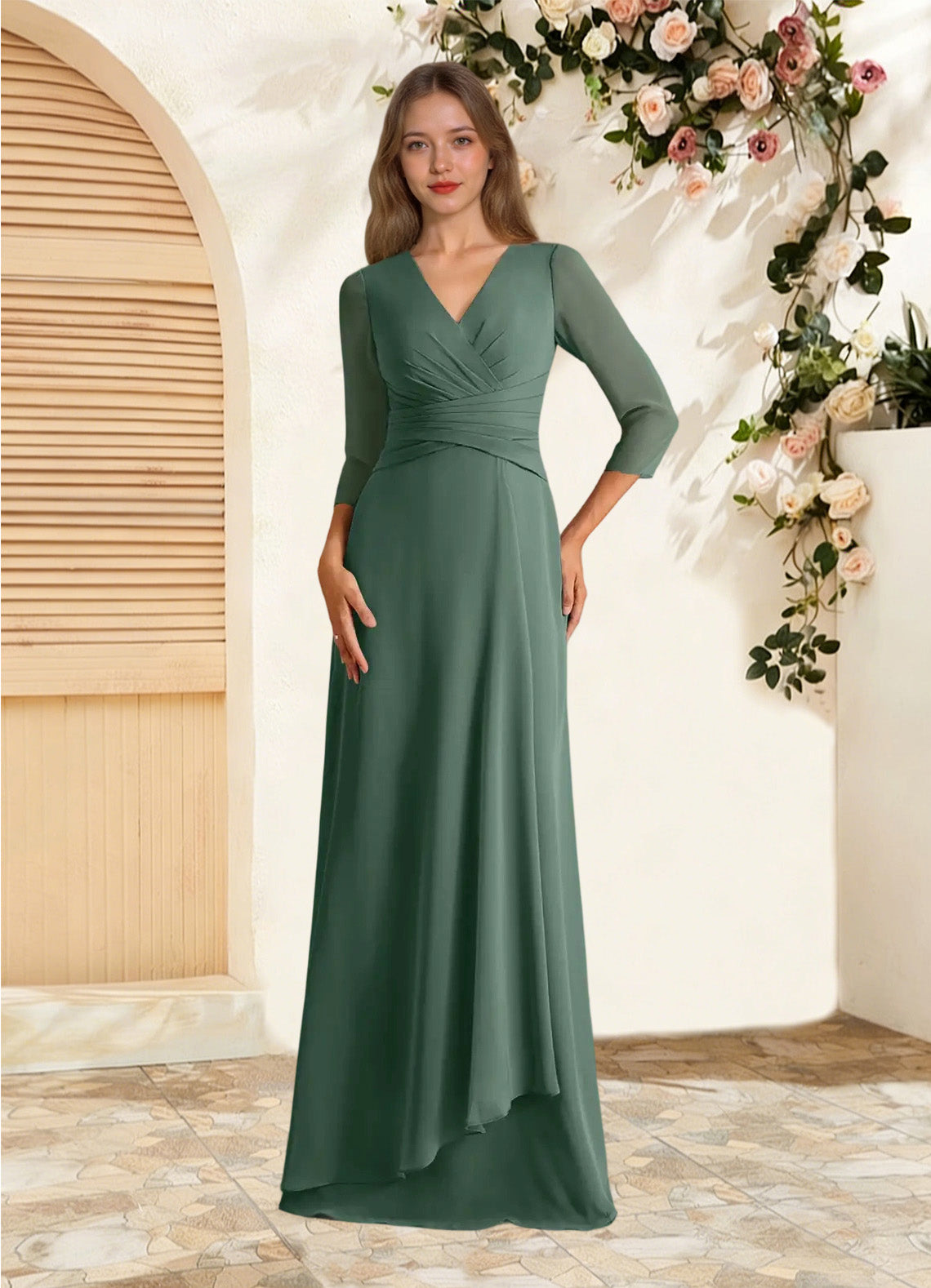 Augday Mayfield A-Line Pleated Chiffon Dress