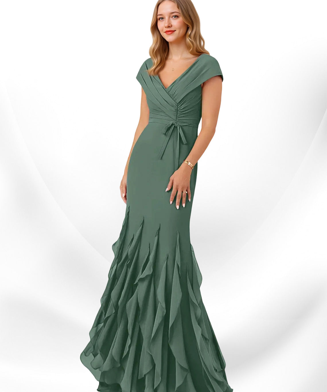 Augday Bailora Mermaid Ruched Chiffon Dress