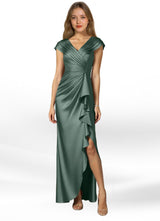 Augday Anderson A-Line Pleated Stretch Satin Dress