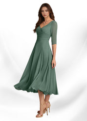 Augay Durant A-Line Pleated Chiffon Dress