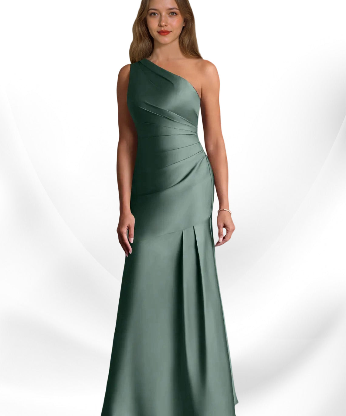 Augday Haifa Mermaid One Shoulder Stretch Satin Dress