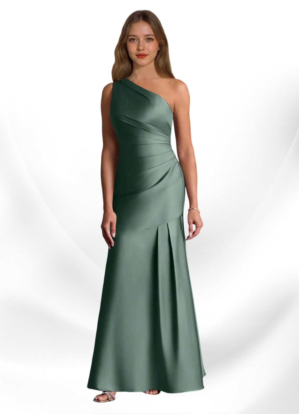 Augday Haifa Mermaid One Shoulder Stretch Satin Dress