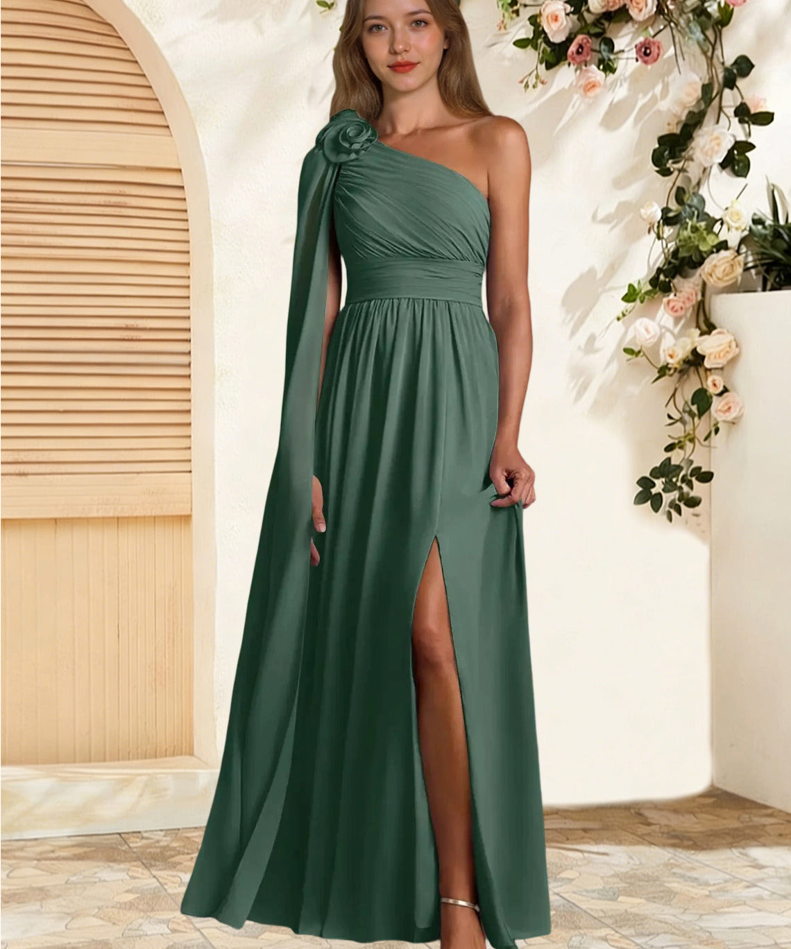 Augday Lancaster A-Line One Shoulder Chiffon Dress