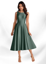 Augday Fulton A-Line Pleated Stretch Satin Dress