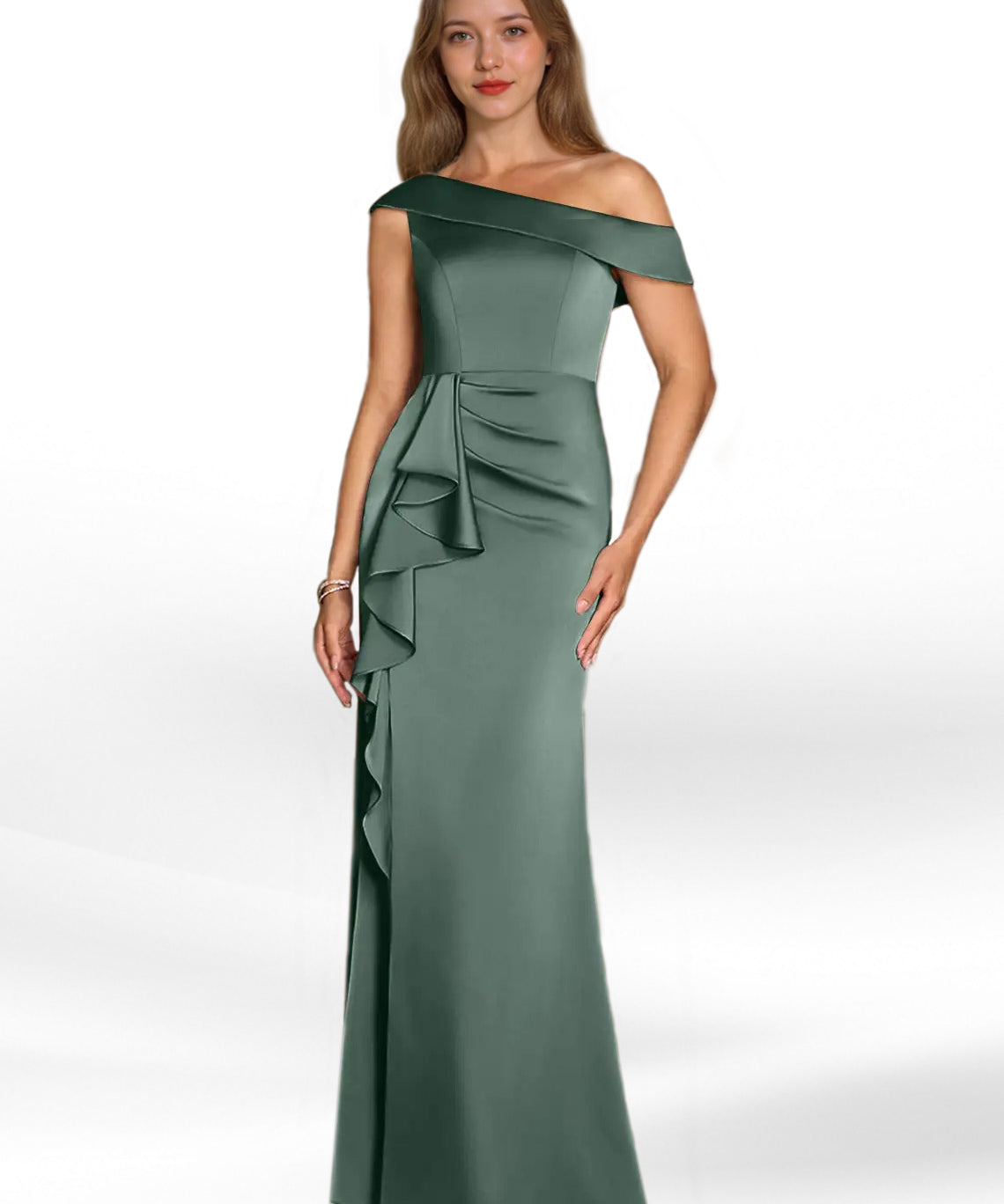 Augday Hamptons A-Line Pleated Stretch Satin Dress