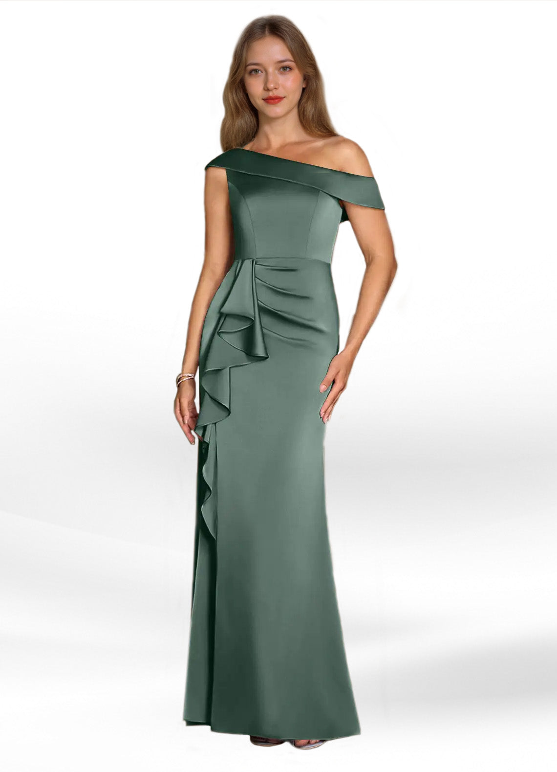 Augday Hamptons A-Line Pleated Stretch Satin Dress