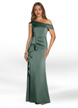 Augday Hamptons A-Line Pleated Stretch Satin Dress