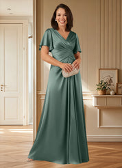 Augday Emmeline A-Line Pleated Stretch Satin Dress