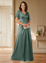 Augday Emmeline A-Line Pleated Stretch Satin Dress