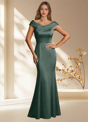 Augday Aberdeen Sheath Pleated Stretch Satin Dress