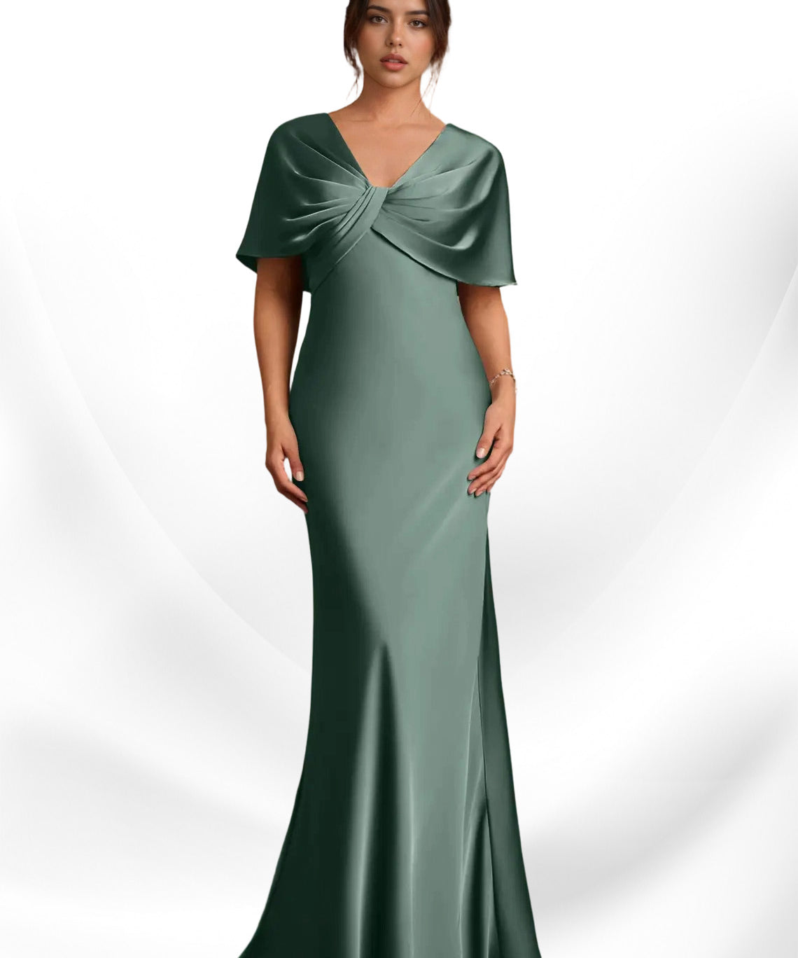 Augday Dosia Sheath Pleated Stretch Satin Dress