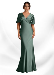 Augday Dosia Sheath Pleated Stretch Satin Dress