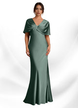Augday Dosia Sheath Pleated Stretch Satin Dress
