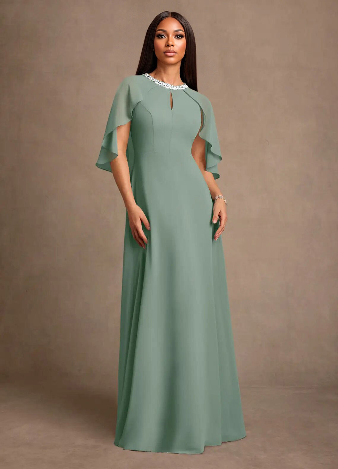 Augday Winnifred A-Line Beaded Chiffon Dress