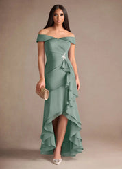 Augday Billings Mermaid Off the Shoulder Stretch Satin Dress