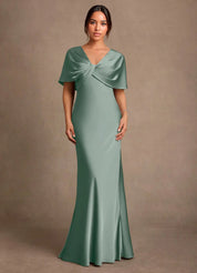 Augday Dosia Sheath Pleated Stretch Satin Dress