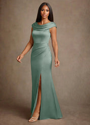 Augday Irvine A-Line Pleated Stretch Satin Dress